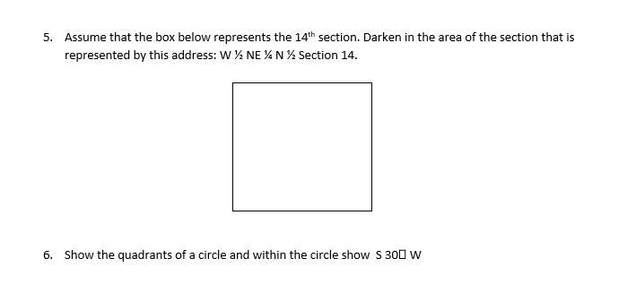 5. Assume that the box below represents the 14th section. Darken