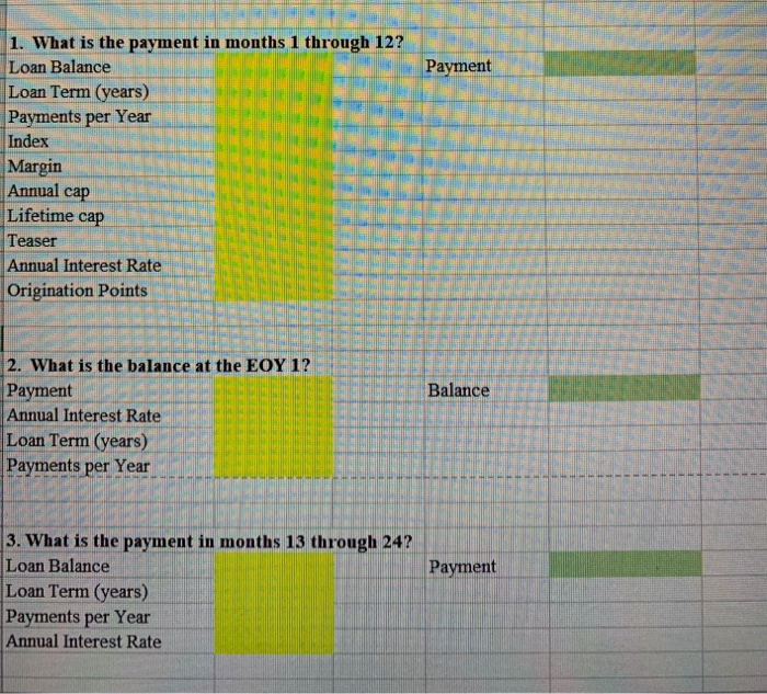 Rate Mortgage Excel Assignment 3 Consider the following information and answer each