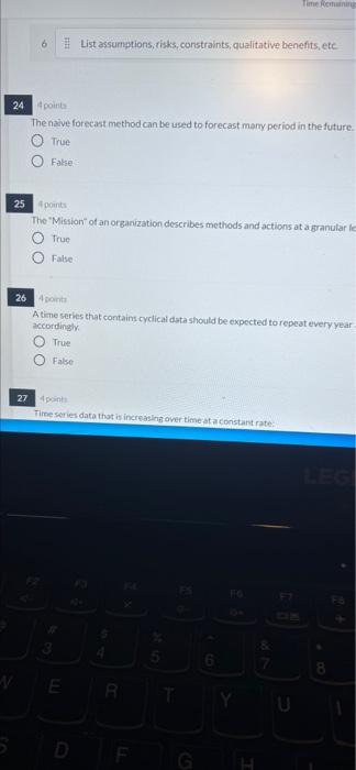  # List assumptions, risks, constraints qualitative benefits, etc 24 point The