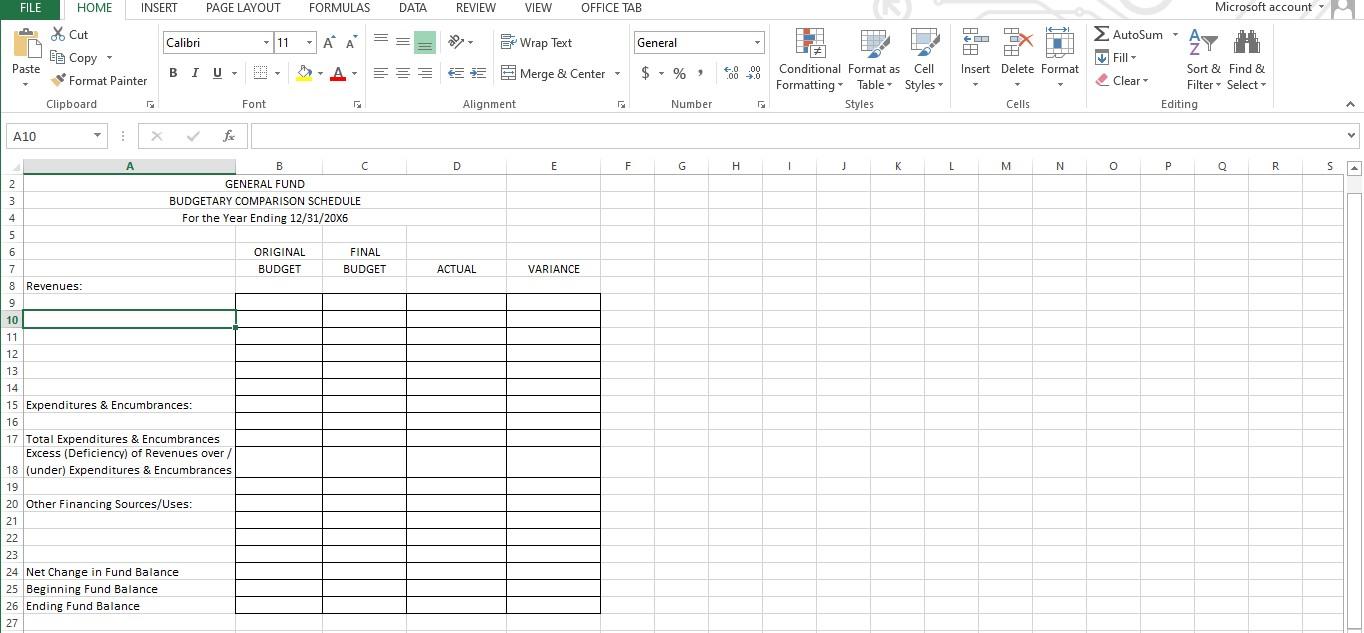 complete the Budgetary Comparison Schedule. CREDITS 264.000 OTY OF BRIDGEVIEW GENERAL FUND