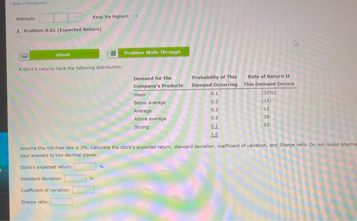 Back to Assignment Attempts: Keep the Highest: 1. Problem 8.01 (Expected