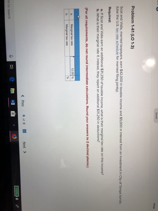  Saved Help Problem 1-41 (LO 1-3) Scot and Vidia, married taxpayers,