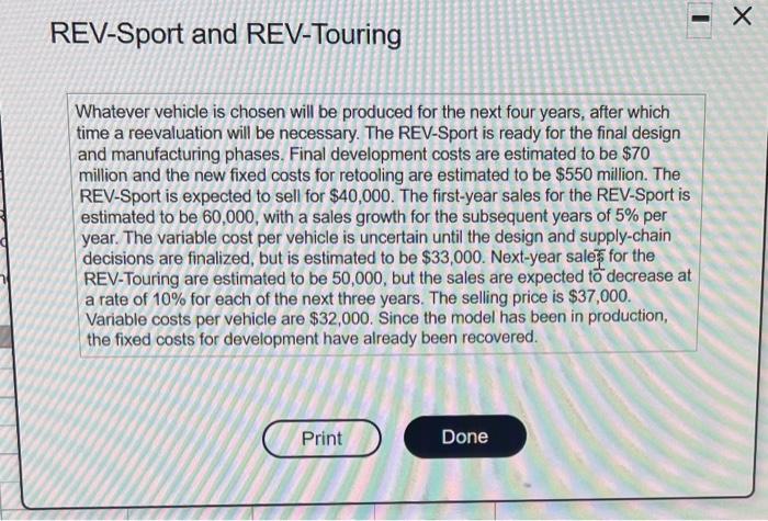  - REV-Sport and REV-Touring Whatever vehicle is chosen will be produced