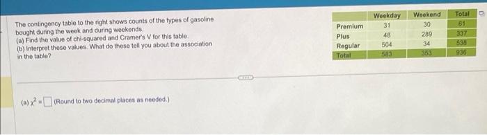 need part A and B please! The contingency table to the right