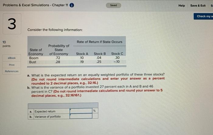  Problems & Excel Simulations - Chapter 11 Saved Help ave &