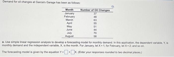  What is the equation for the forecasting model? Y= _ +_X