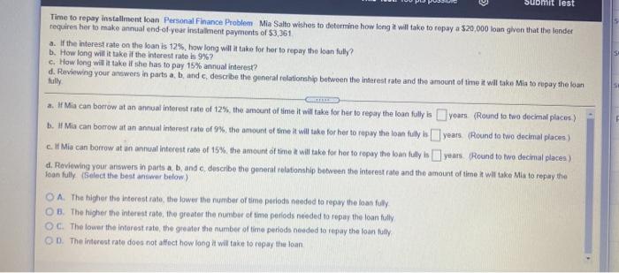  mit lest Time to repay installment loan Personal Finance Problem Mia