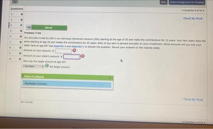  Save Submit Assignment for Grading Questions Question 4 of 10 2