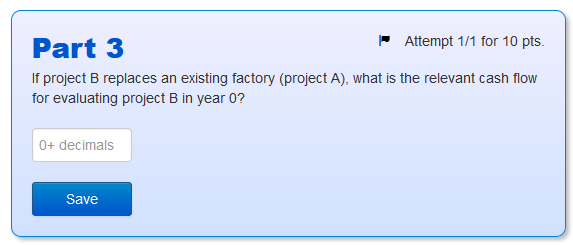 following cash flows: Year Project A Project B 0 -15,000 -20,000 1
