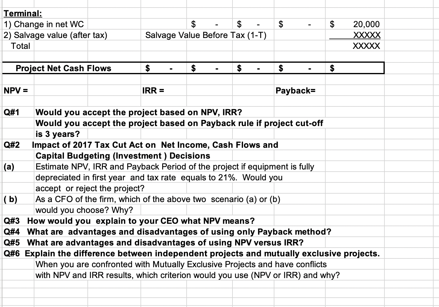 and IRR (c) Develop problem-solving and critical thinking skills and make long-term