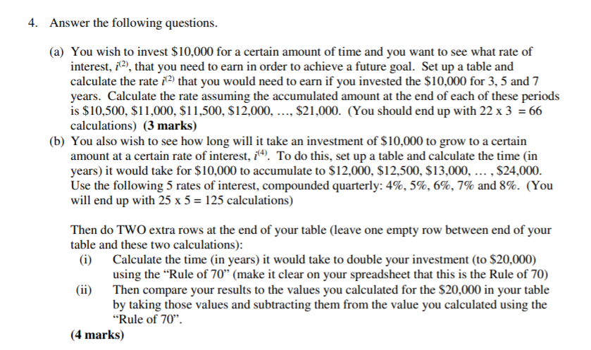 Please Use Excel For This Question!!! Thanks Please Use Excel For This