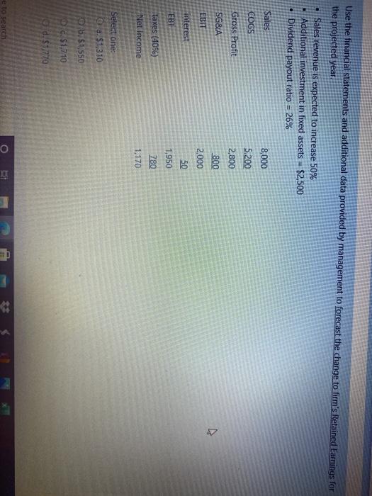  Use the financial statements and additional data provided by management to