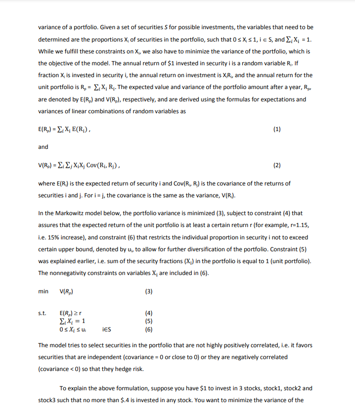 paper. In particular, what is the objective, decision variables, types of constraints