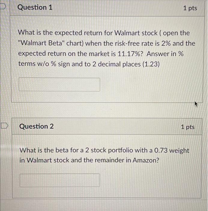  What is the expected return for Walmart stock ( open the