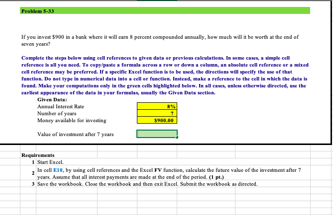 if you can help me by solving it in Excel pls Problem