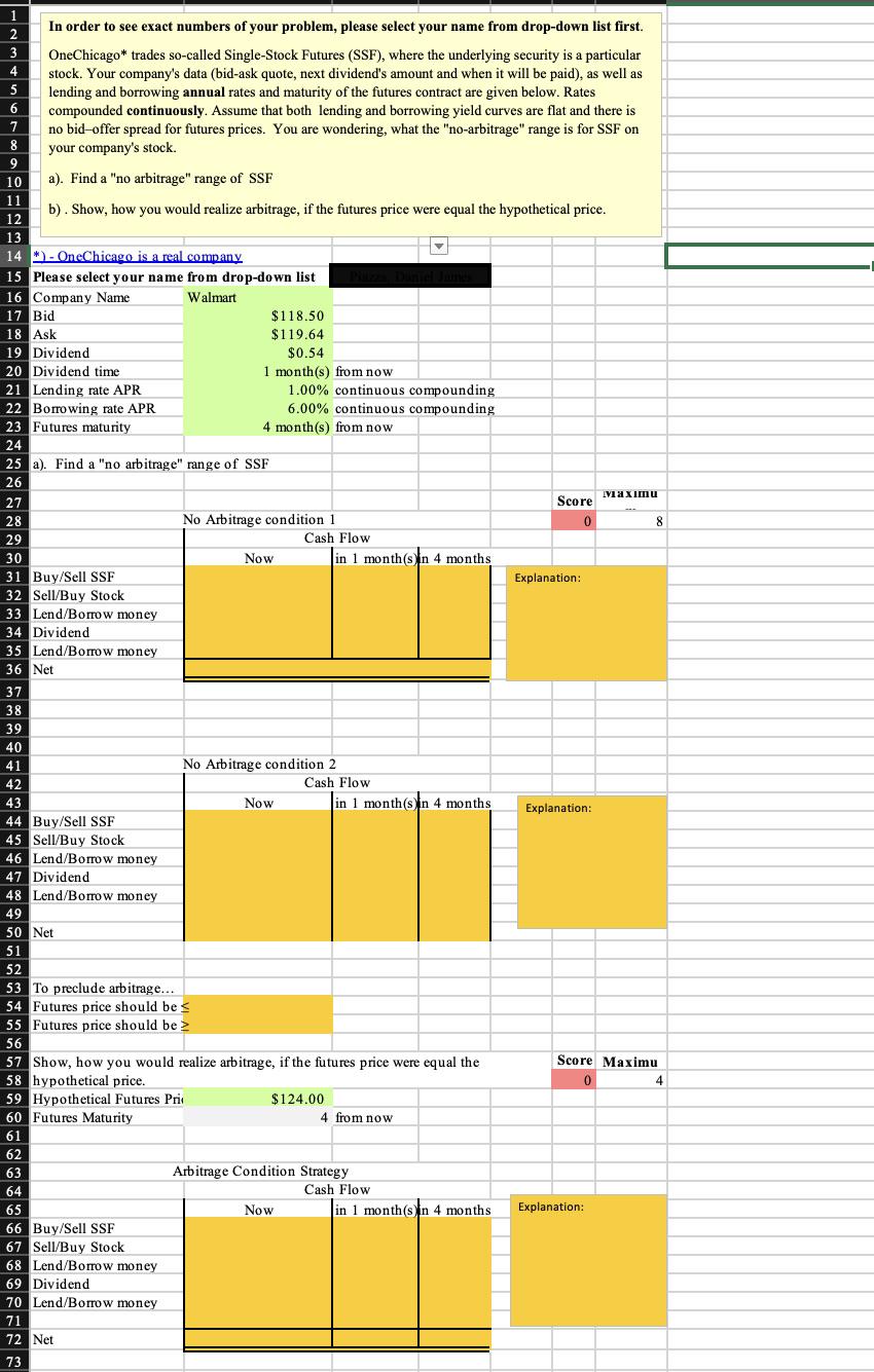 I need Help and please show your work on the excel thank