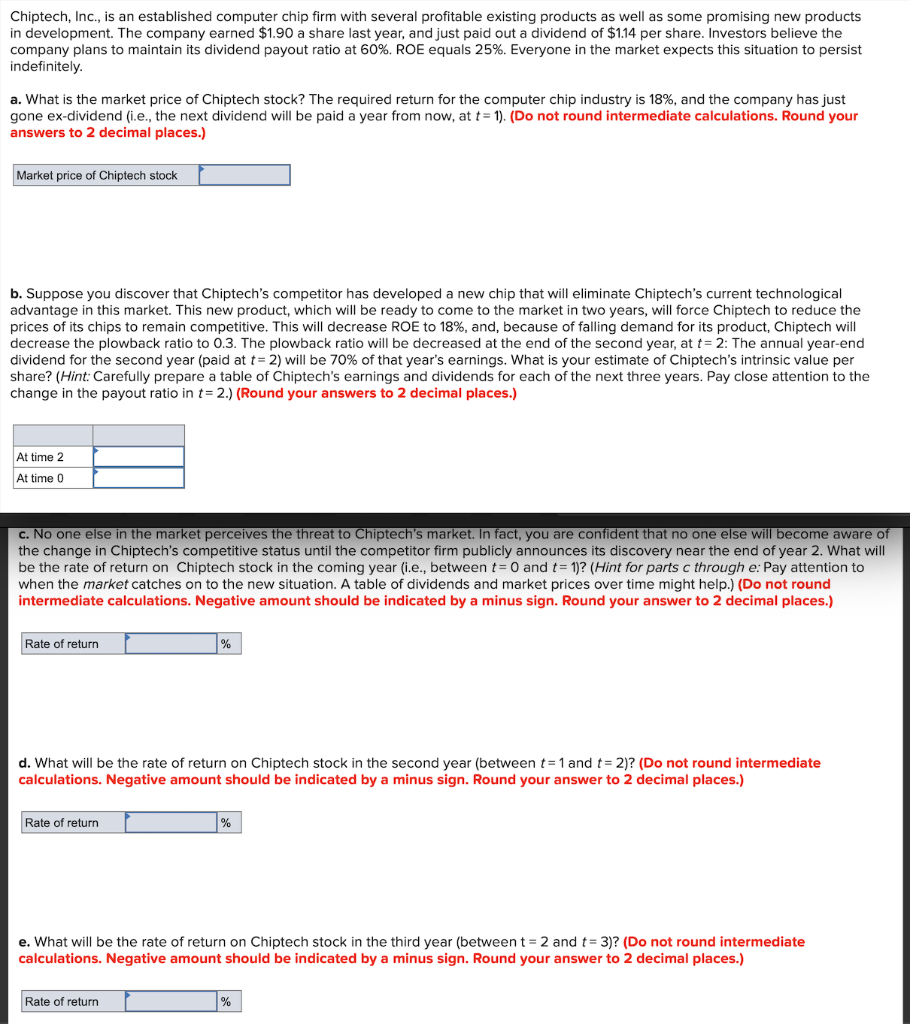  Chiptech, Inc., is an established computer chip firm with several profitable