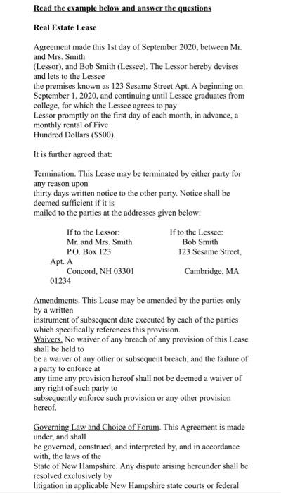  Read the example below and answer the questions Read the example