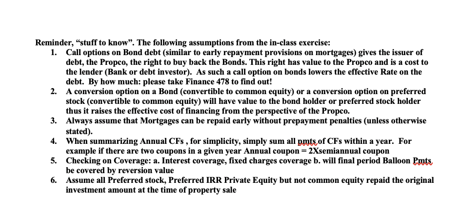be financed with a minimum of 20% equity. to satisfy the covenants