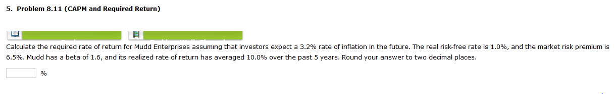 market risk premium is 6%. What is the required return for the