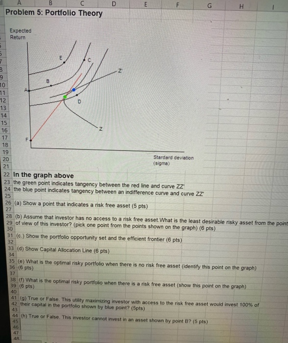  D E F G TB C Problem 5: Portfolio Theory Expected