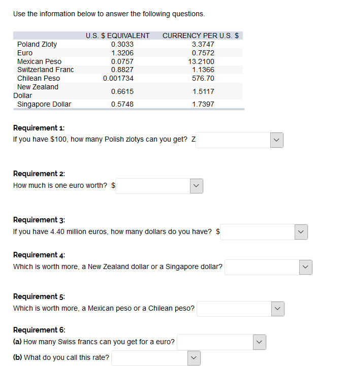  Please help me! Use the information below to answer the following