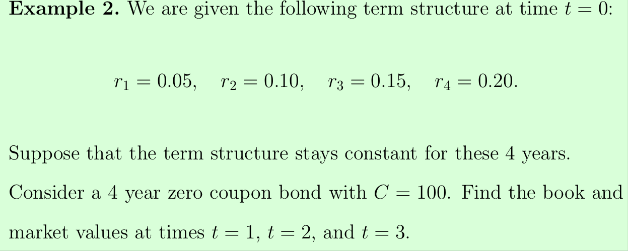 Example 2. We are given the following term structure at time