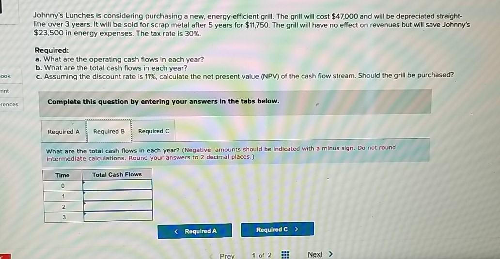 The grill will cost $47,000 and will be depreciated straight- line over