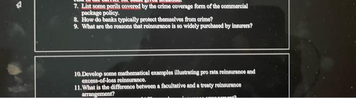  7. List some perils covered by the crime coverage form of
