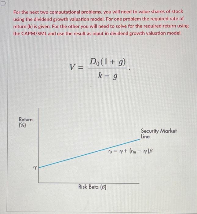  D For the next two computational problems, you will need to