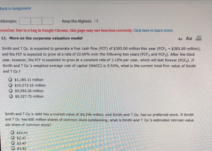  Back to Assignment Attempts: Keep the Highest: /2 ttention: Due to