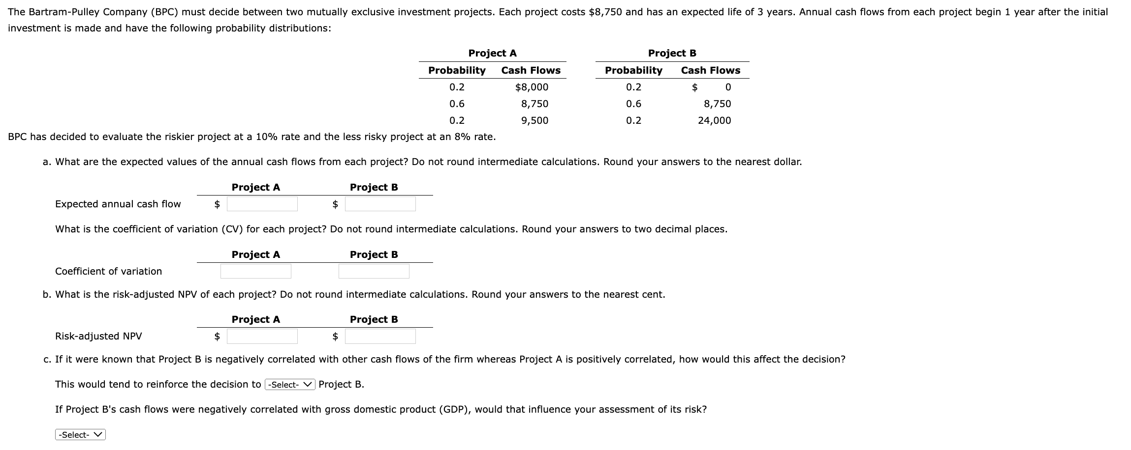  3PC has decided to evaluate the riskier project at a 10%