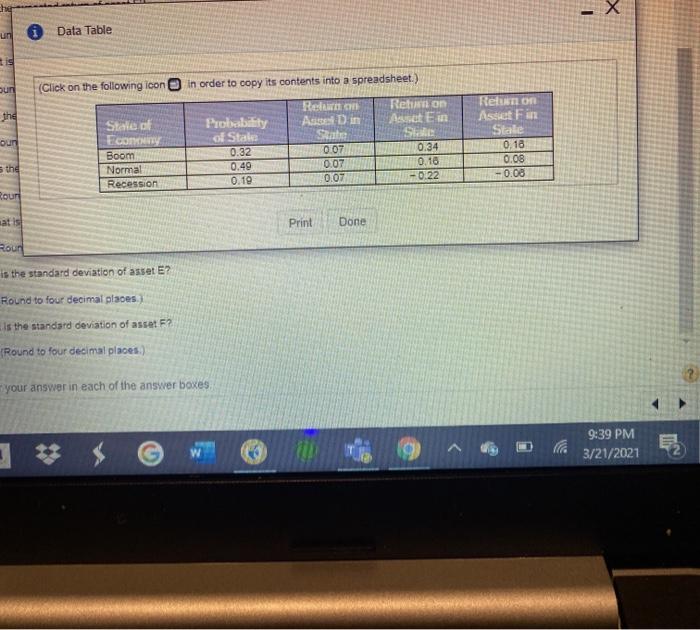 What is the variance of each asset? c. What is the standard