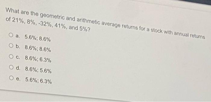  What are the geometric and arithmetic average returns for a stock