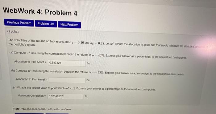 WebWork 4: Problem 4 Previous Problem Problem List Next Problem (1