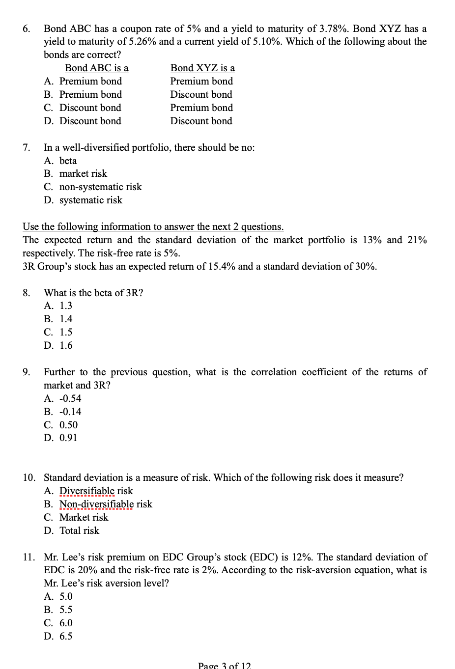 provide the correct option and please kindly answer all questions. Thanks a