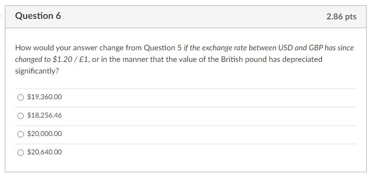 2.86 pts Same facts as above: what would be the total value