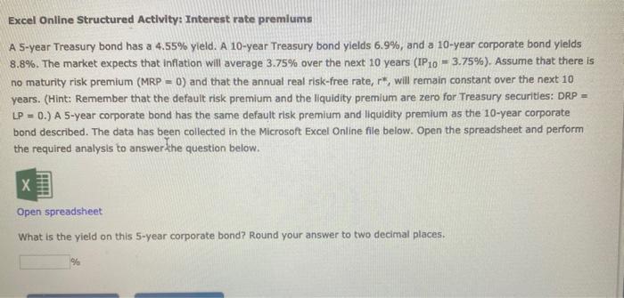 please show all work on excel ! Excel Online Structured Activity: Interest