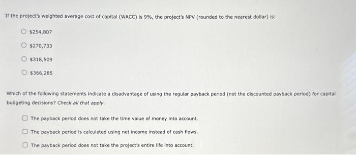 (PB) indicates the number of years required for a project to recover