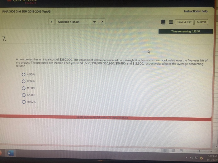  Instructions I help FINA 3106 2nd SEM 2018-2019 Test#3 E I