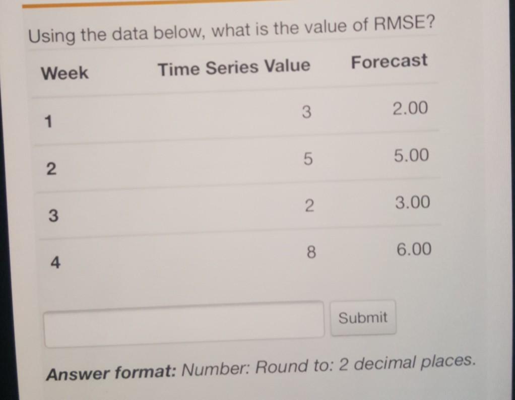 for the 4th week where a=0.3? Week Time Series Value 1 6.00