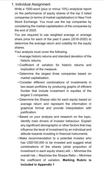  . . 1. Individual Assignment Write a 1500-word (plus or minus