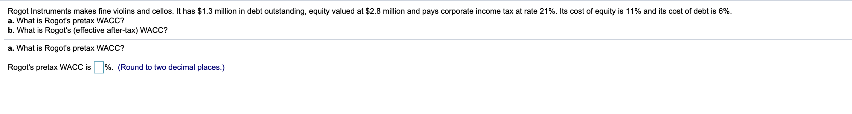 market debt-equity ratio of 0.75 and a corporate tax rate of 21%,
