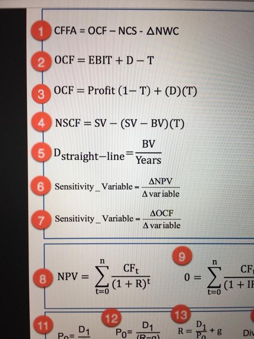 information. Initial fixed asset investment = $705,000. Straight-line depreciation to zero over