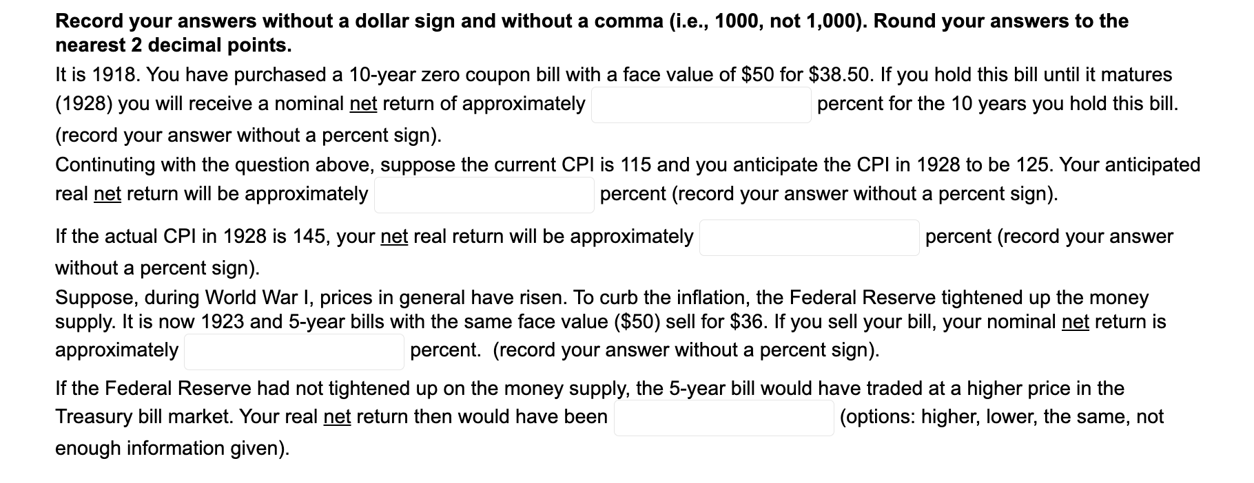 Record your answers without a dollar sign and without a comma