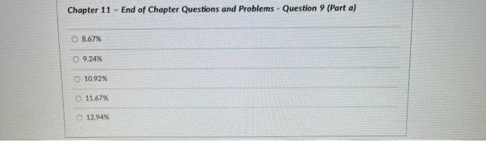  Chapter 11 - End of Chapter Questions and Problems - Question