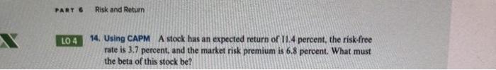 14 O 1.13 1.55 1.73 1.80 1.93 PART 6 Risk and Return