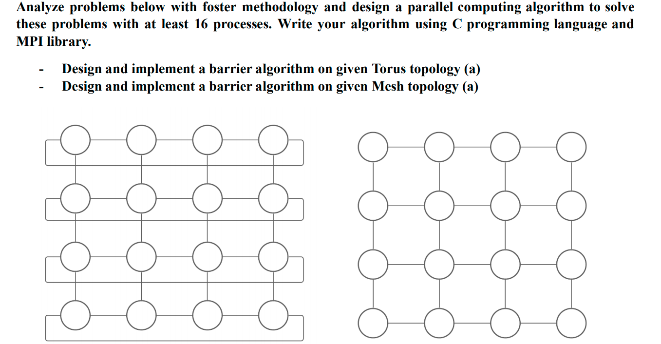  Analyze problems below with foster methodology and design a parallel computing