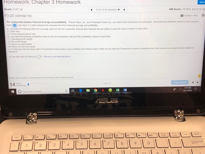  Homework: Chapter 3 Homework Save HW Score: 73.36 % , 8.8