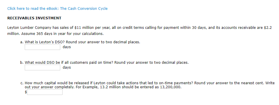  Click here to read the eBook: The Cash Conversion Cycle RECEIVABLES